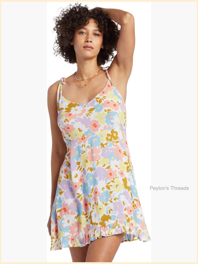 Fit And Flare Mini Dress With Tie Straps And Ruffle Hem